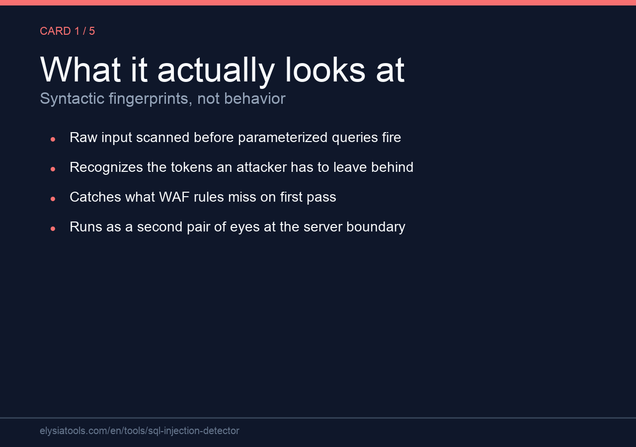 Sql Detector SQL Injection Detector: The Five Strings Your WAF Almost Misses - COSESAI