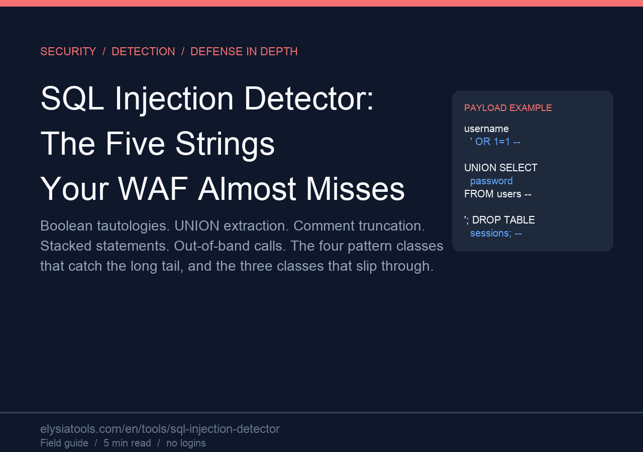 Sql Detector SQL Injection Detector: The Five Strings Your WAF Almost Misses - COSESAI