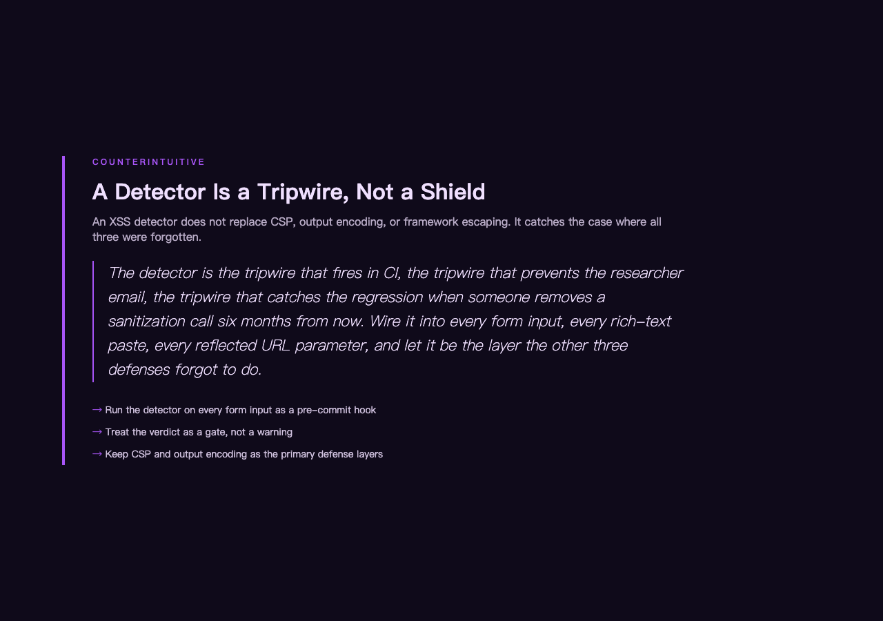 Detector is tripwire not a shield