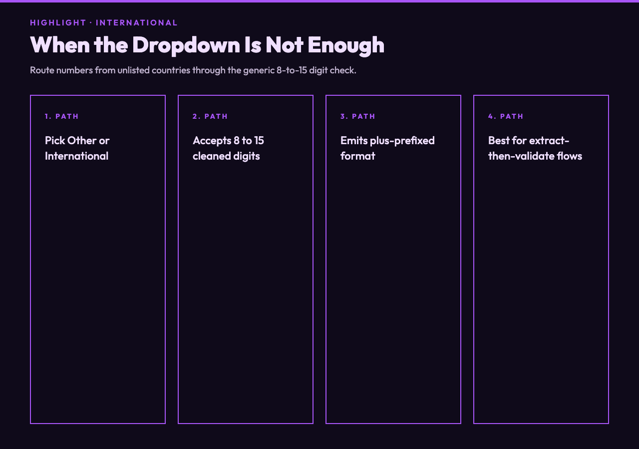 Highlight card 3 — international fallback path for unlisted countries