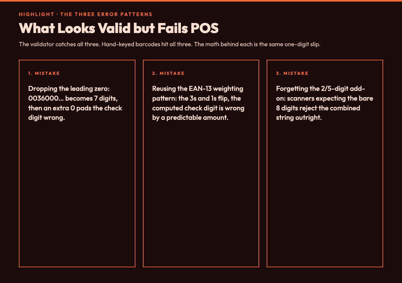 Three error patterns that look valid but fail POS