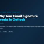 Email signature HTML compatibility cover: tables, inline styles, and dark mode fallbacks