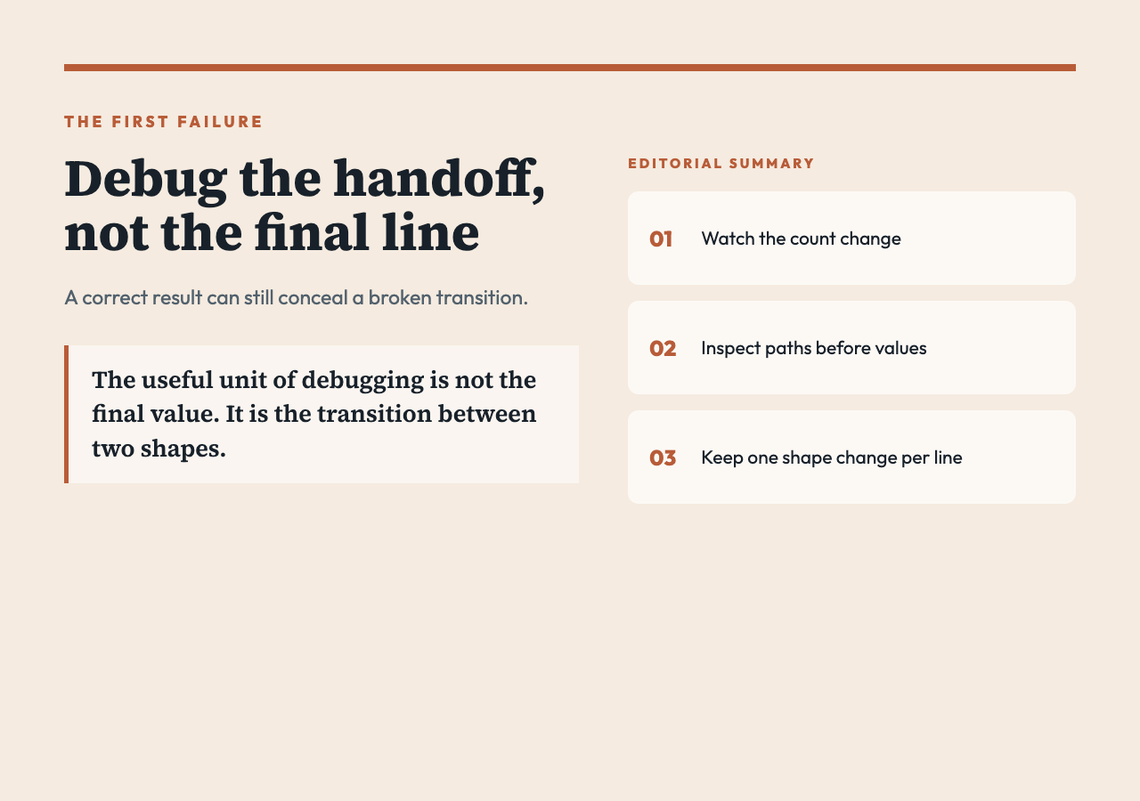 Debug the JSONPath handoff instead of the final line