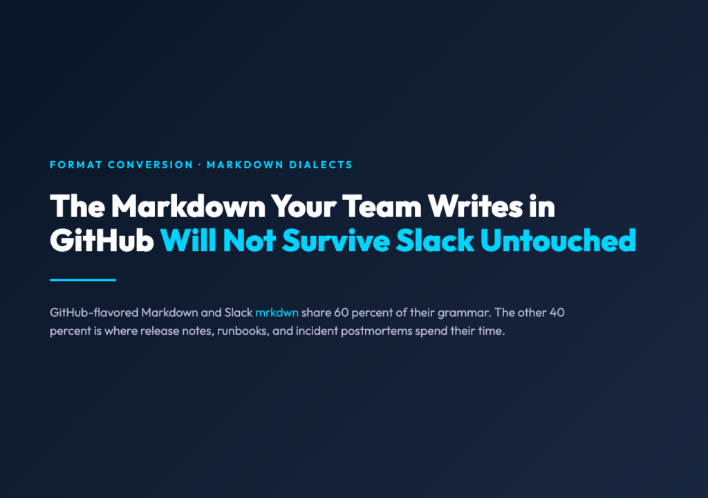 Cover image for Markdown to Slack mrkdwn blog post