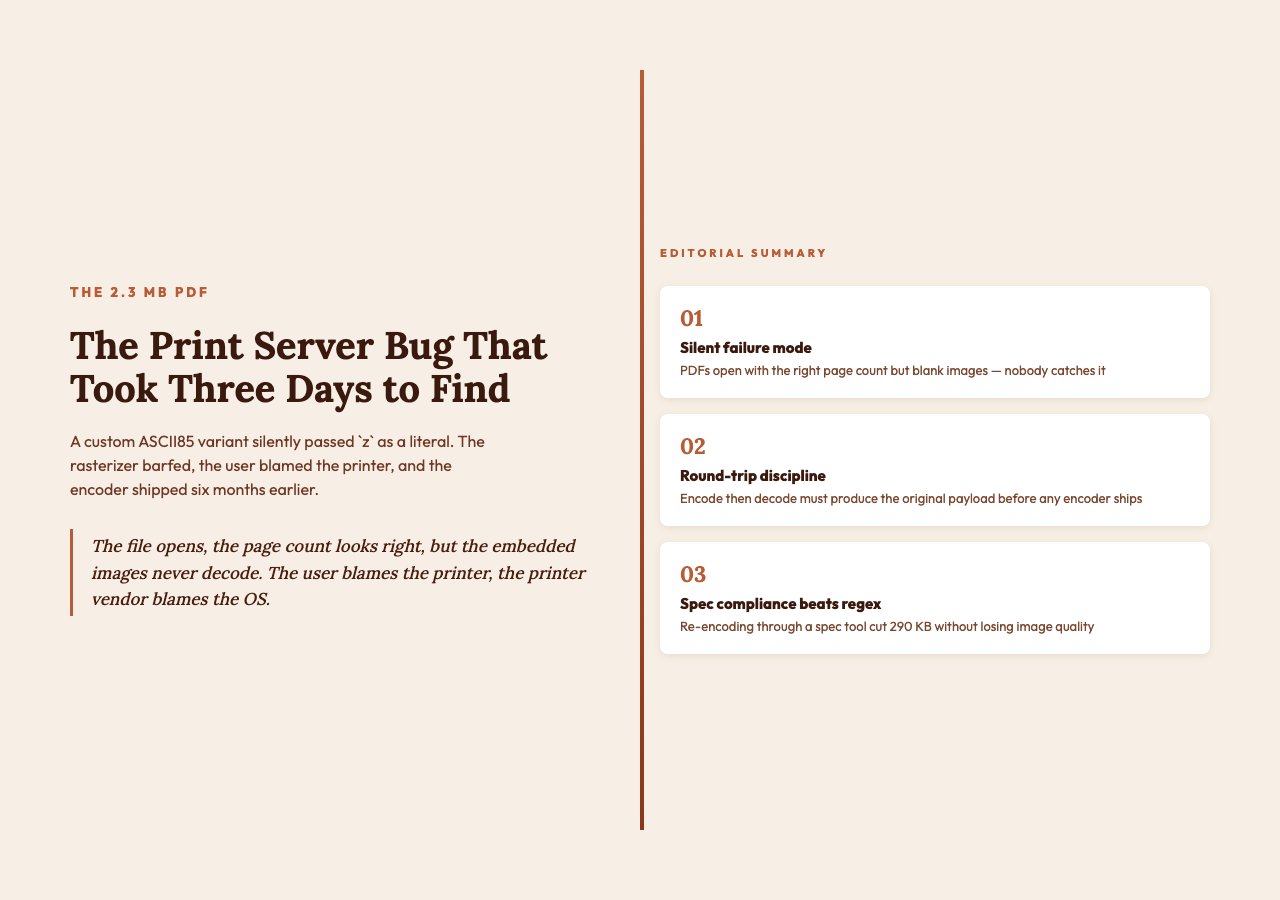 Highlight card 2 - The print server bug that took three days to find