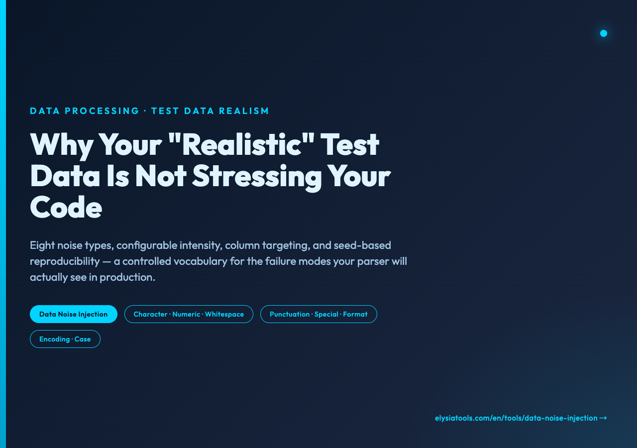 Why Your Realistic Test Data Is Not Stressing Your Code — Data Noise Injection poster
