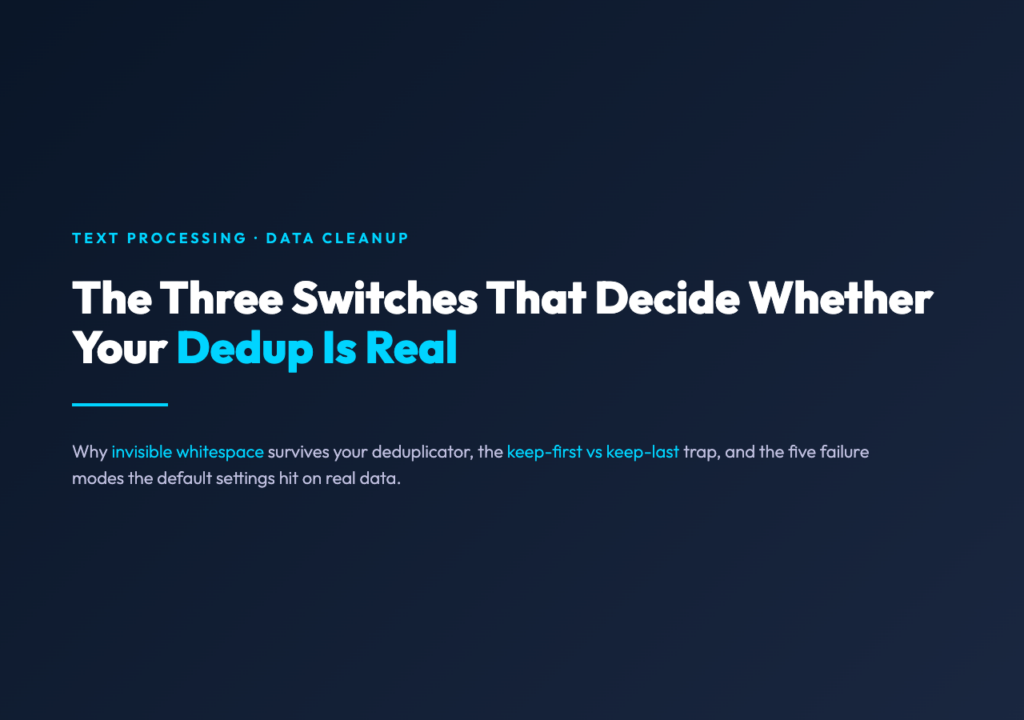 Cover image: the three switches that decide whether your deduplication is real