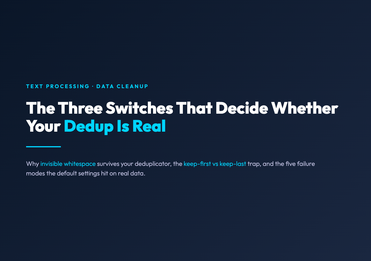 Cover image: the three switches that decide whether your deduplication is real