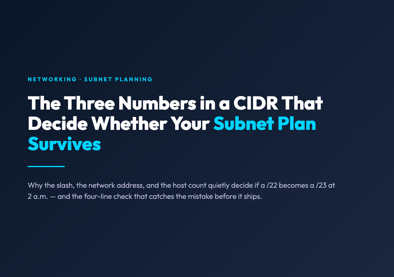 CIDR Calculator cover - three numbers that decide whether your subnet plan survives