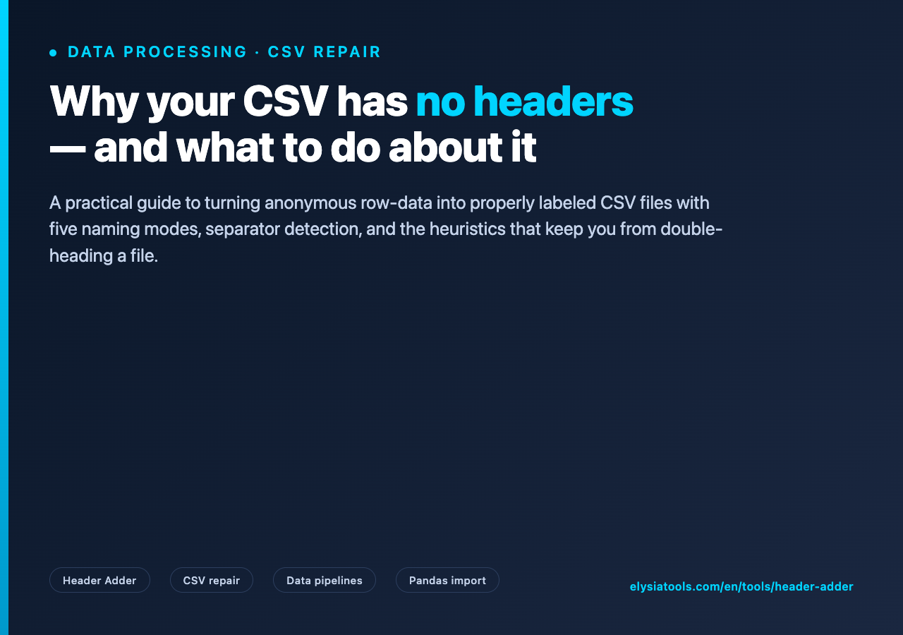 Poster for Header Adder article — CSV header repair guide