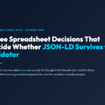 JSON-LD Generator from CSV cover showing schema.org JSON-LD output and three validator decisions