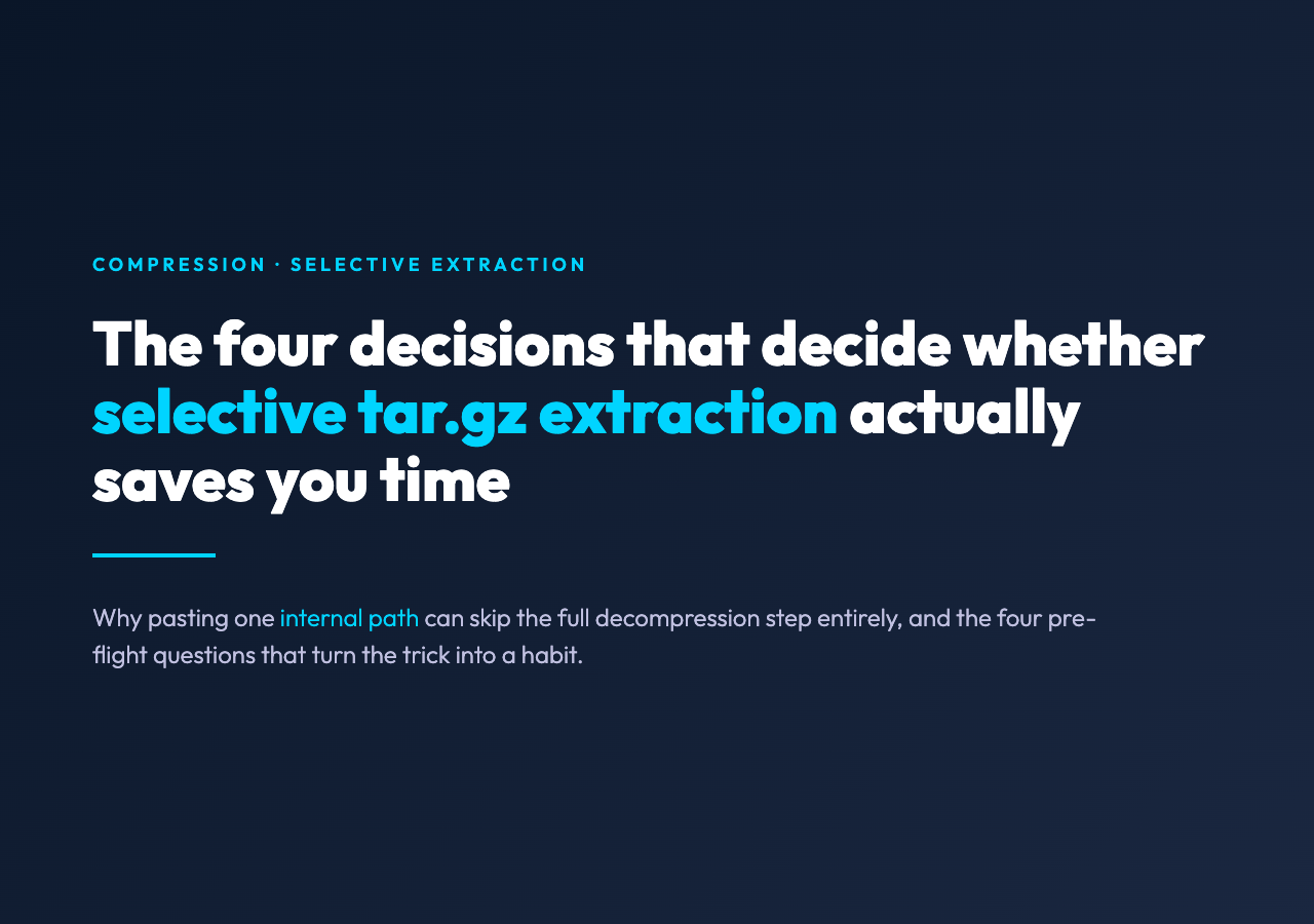 TAR.GZ File Extractor cover — selective extraction four decisions