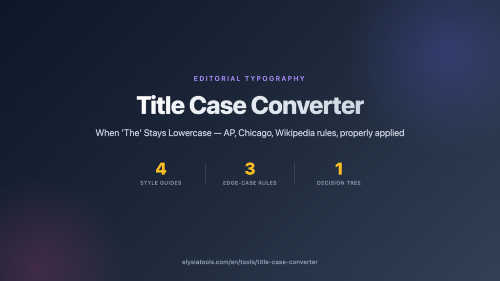 Title Case Converter — AP, Chicago, Wikipedia style rules