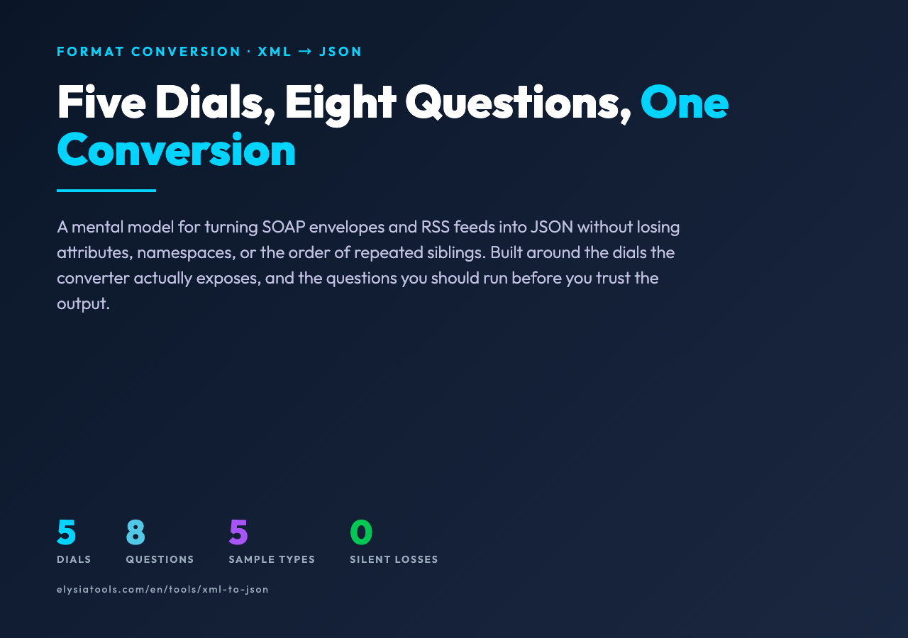 XML to JSON conversion: five dials, eight questions, one conversion