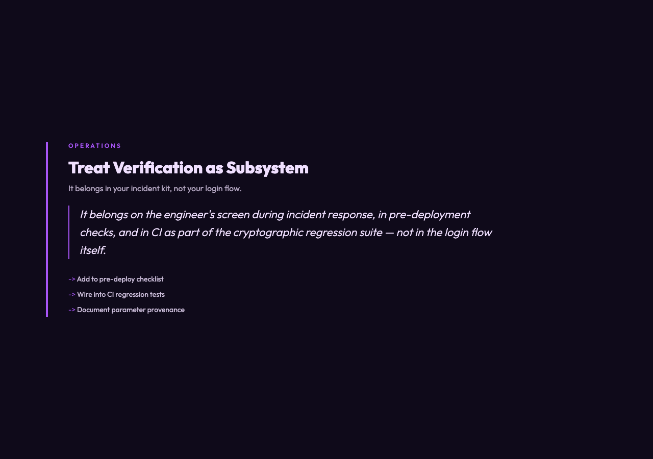 Scrypt Validator card 3: treat verification as a subsystem that lives in your incident kit