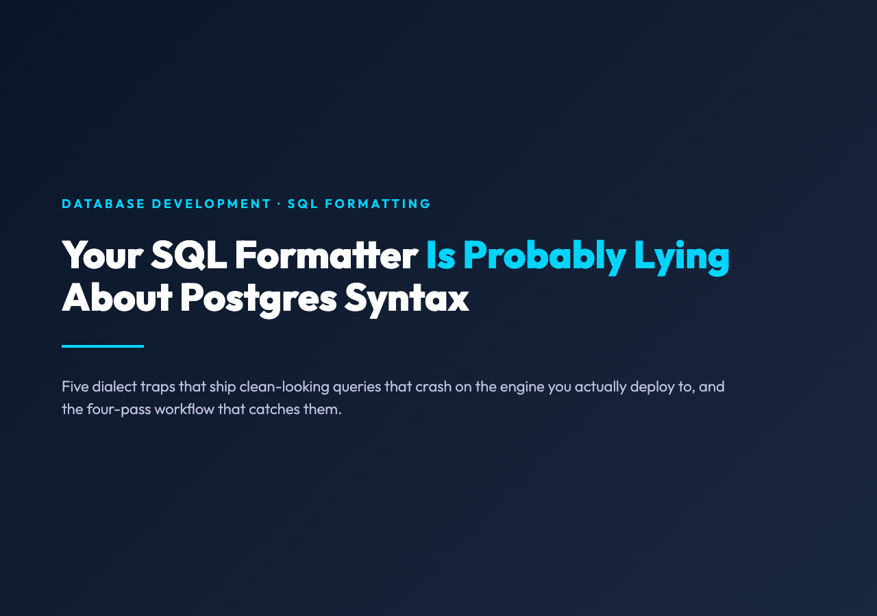 Cover image for the SQL formatter dialect-trap article