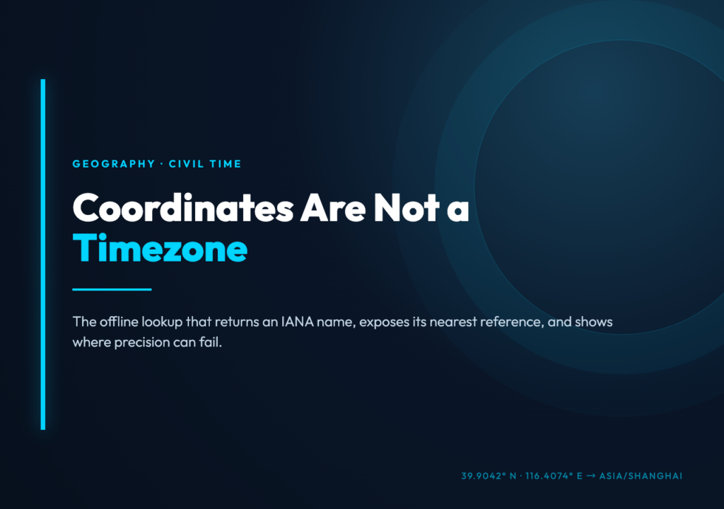 Coordinates are not a timezone: offline IANA timezone lookup poster