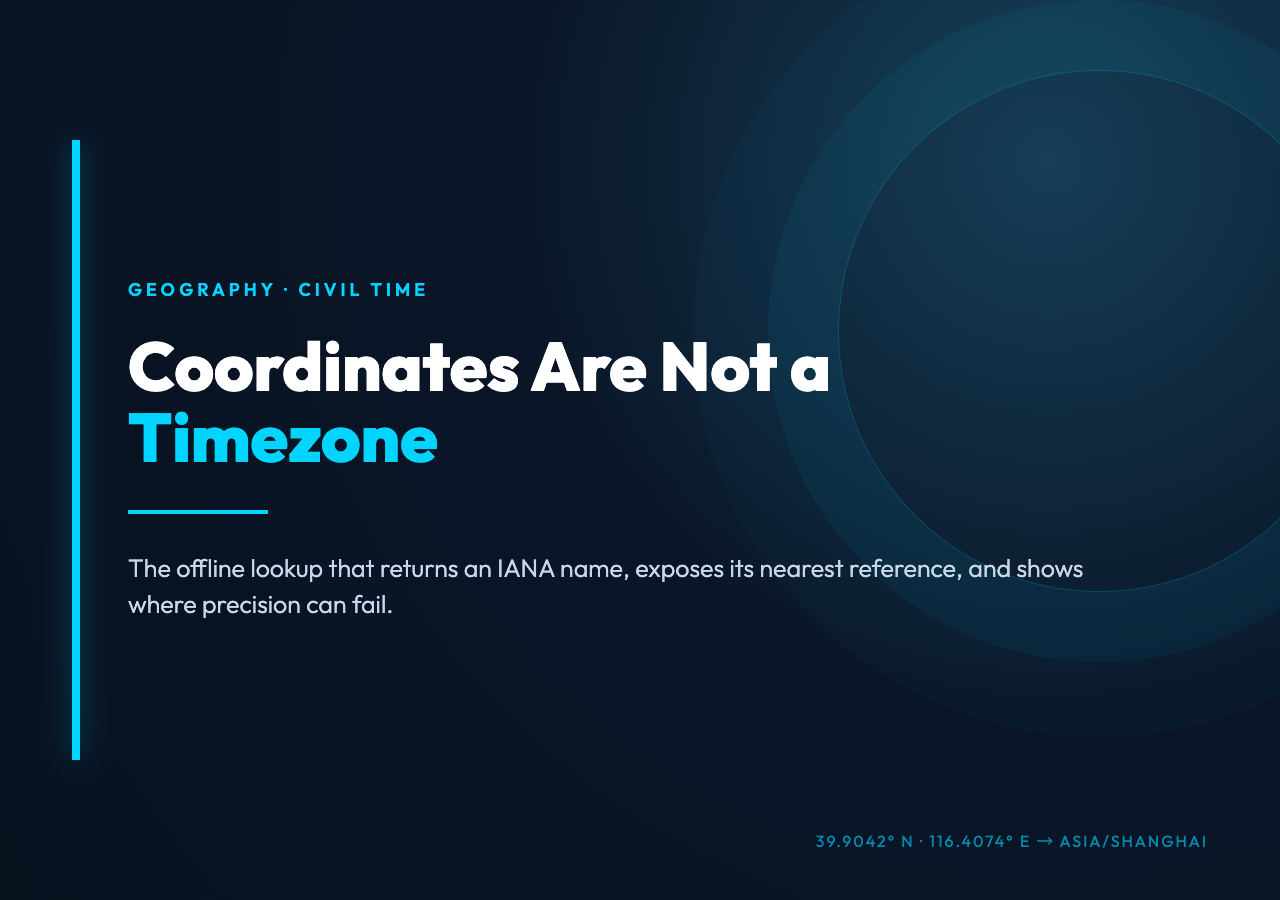 Coordinates are not a timezone: offline IANA timezone lookup poster