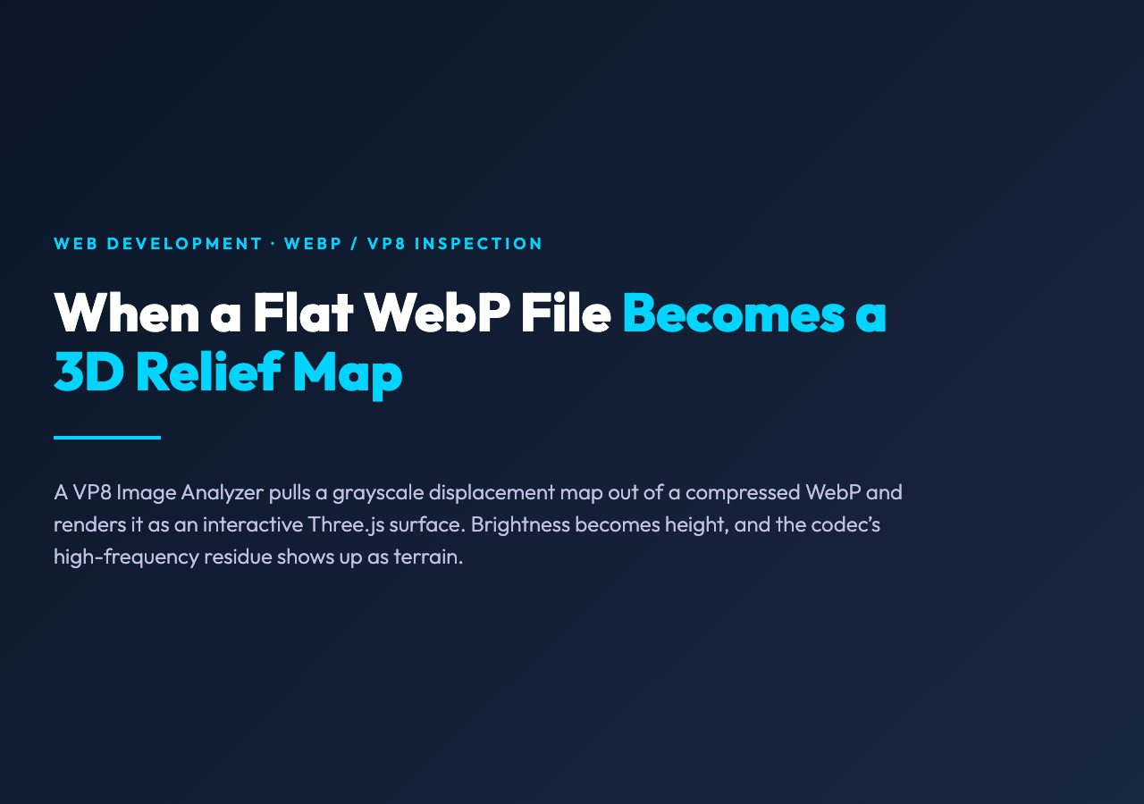 VP8 Image Analyzer cover: When a flat WebP file becomes a 3D relief map