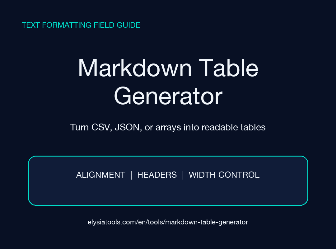 Markdown Table Generator field guide poster