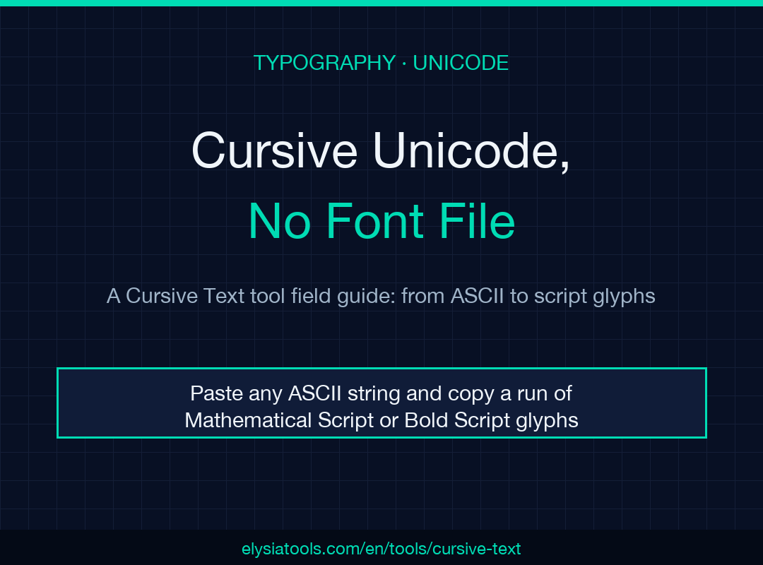 Cursive Unicode, no font file: a field guide to the Cursive Text tool on Elysia Tools