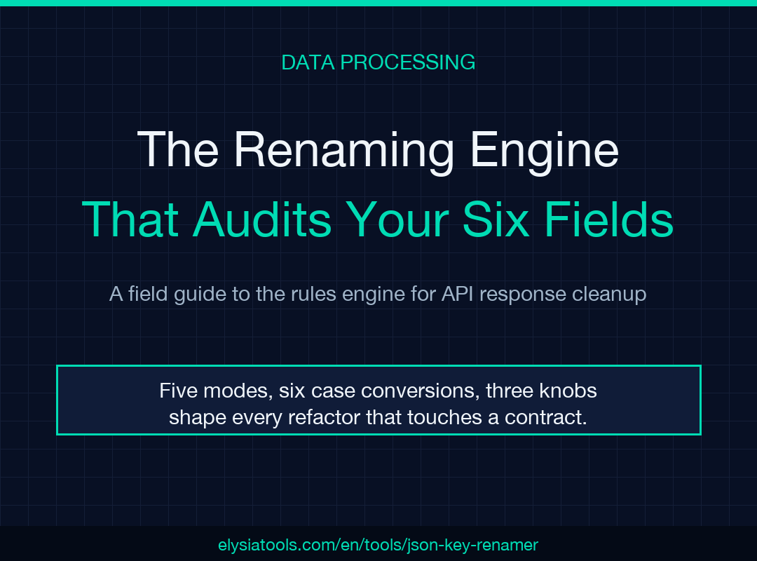 JSON Key Renamer — Field Guide cover