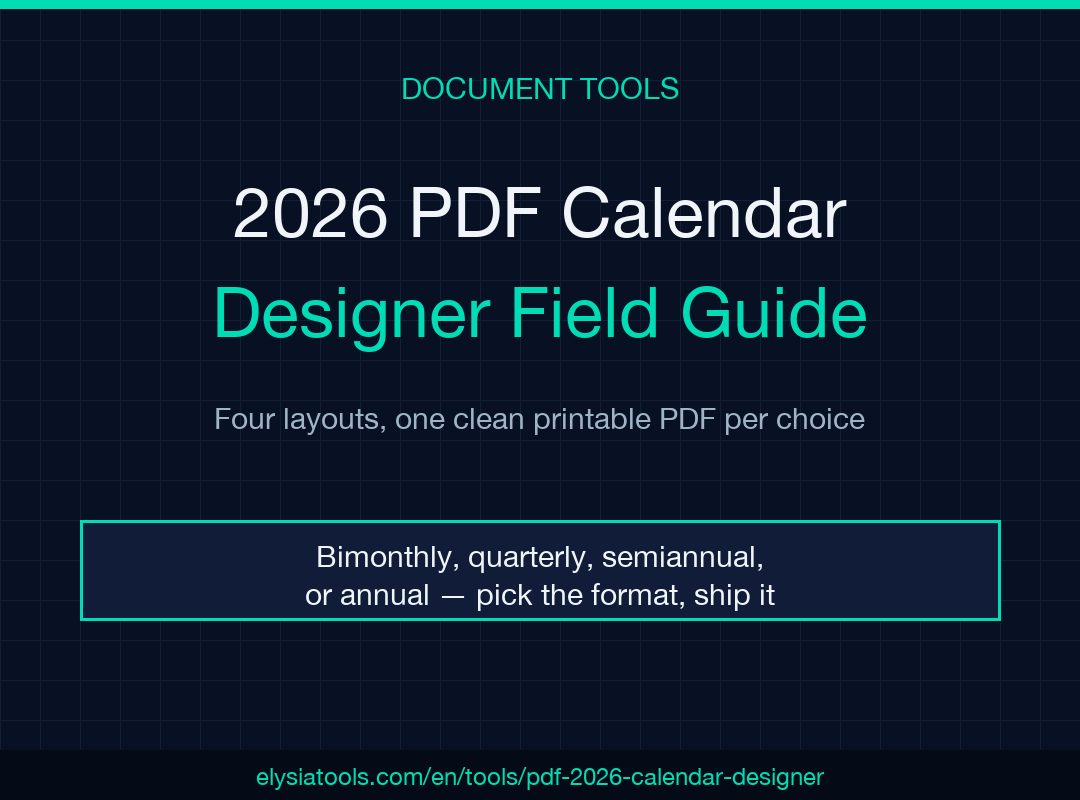 2026 PDF Calendar Designer field guide poster