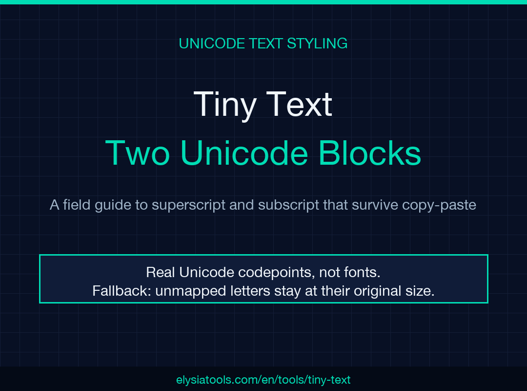 Tiny Text field guide poster: Two Unicode Blocks