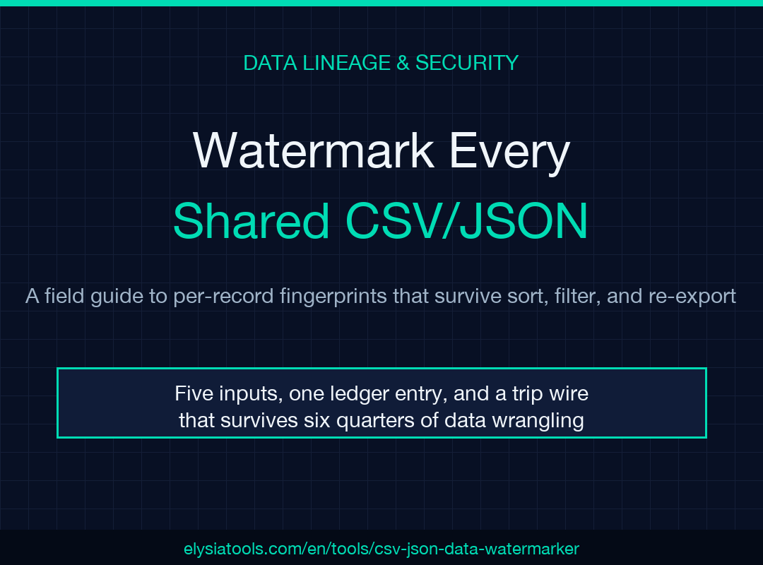 Watermark Every Shared CSV/JSON — field guide cover