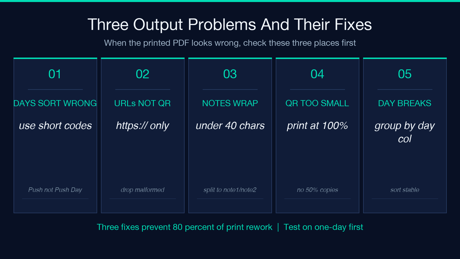Three output problems and their fixes