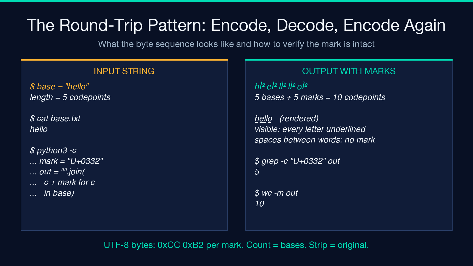 Round-trip encode-decode-encode pattern