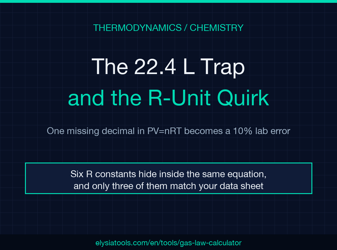 Gas Law Calculator poster — The 22.4 L Trap and the R-Unit Quirk