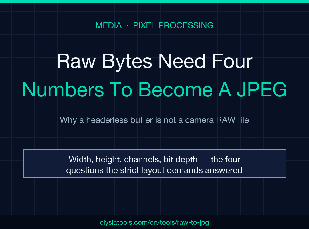 Raw pixel buffer to JPEG converter — strict four-field layout