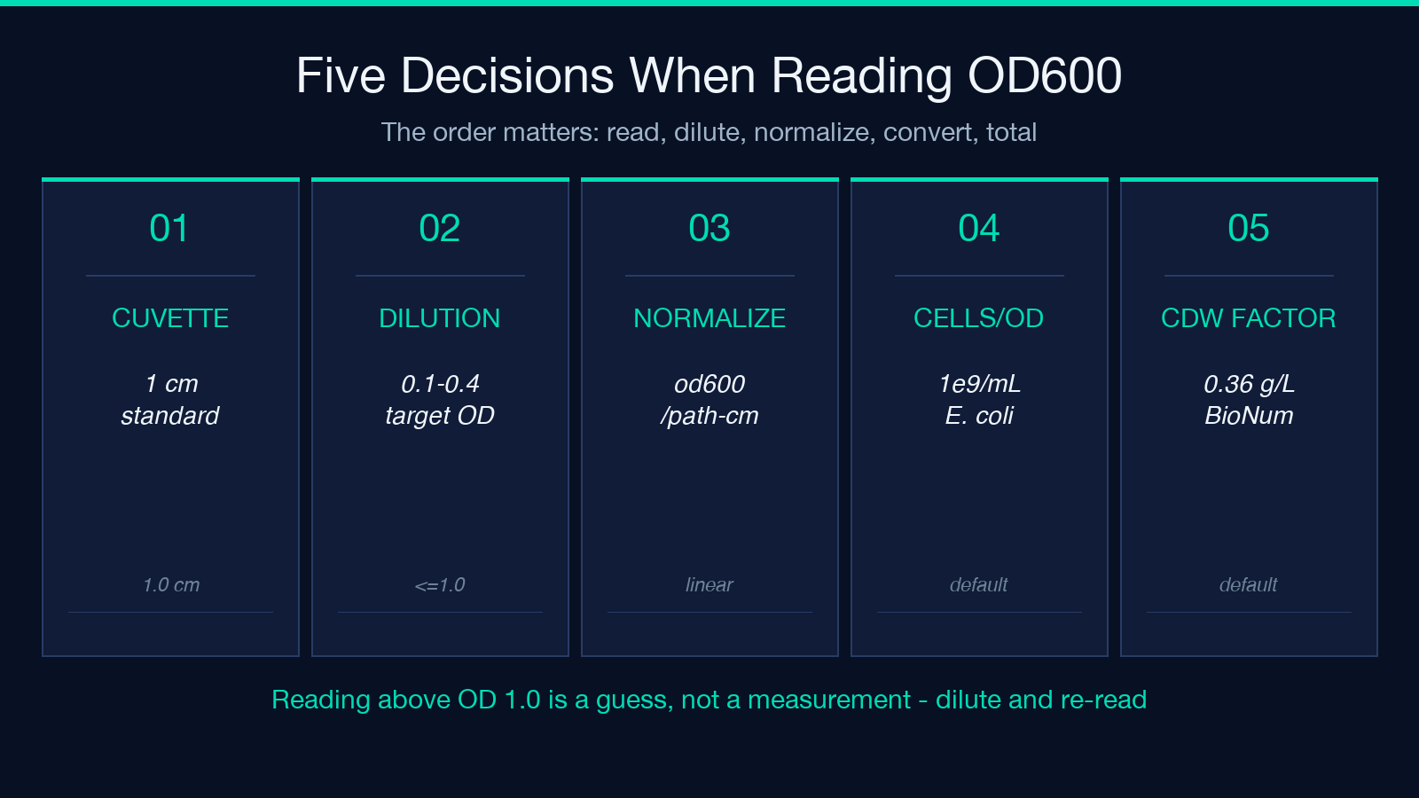 Five decisions when reading OD600