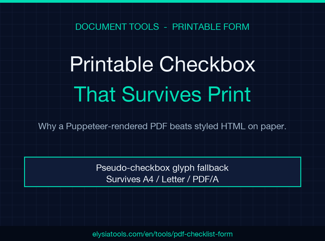 Printable checkbox that survives print — PDF Checklist Form poster