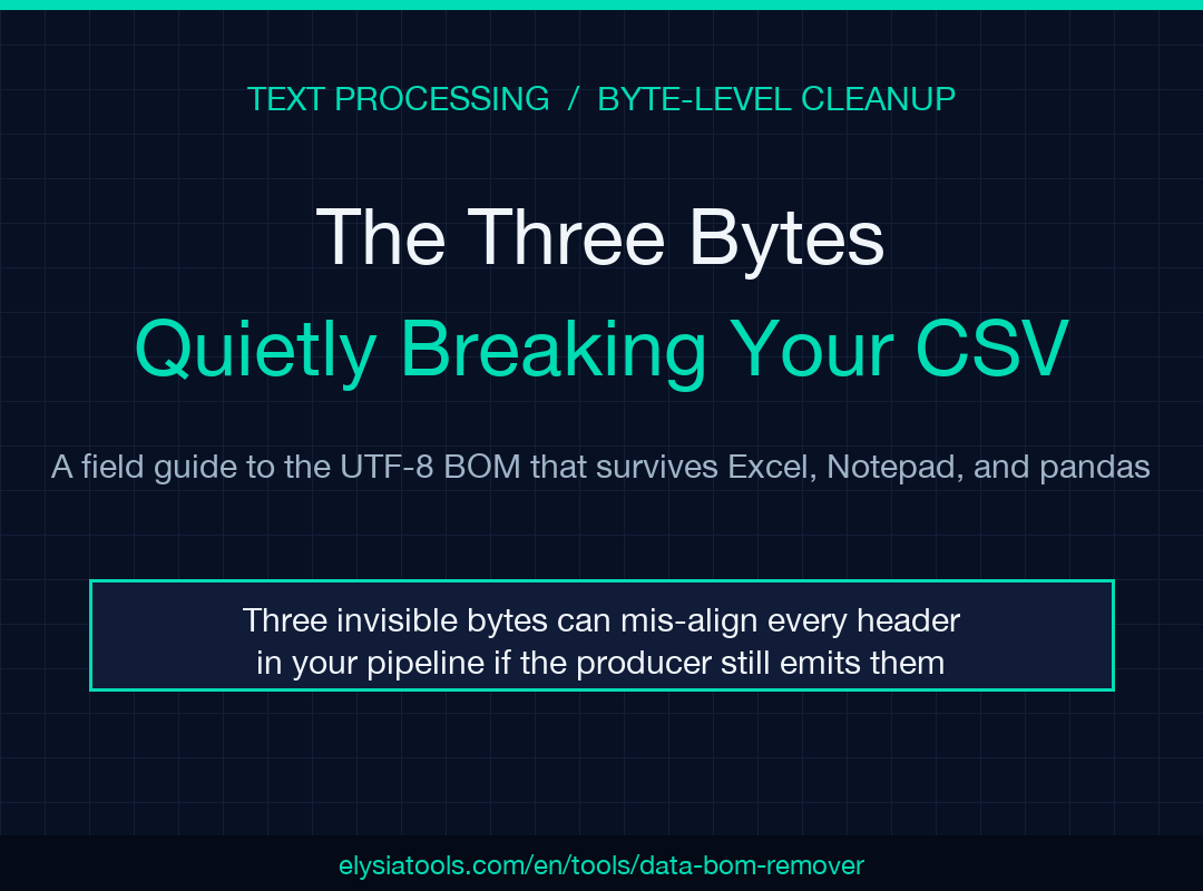The Three Bytes Quietly Breaking Your CSV — BOM Character Remover field guide