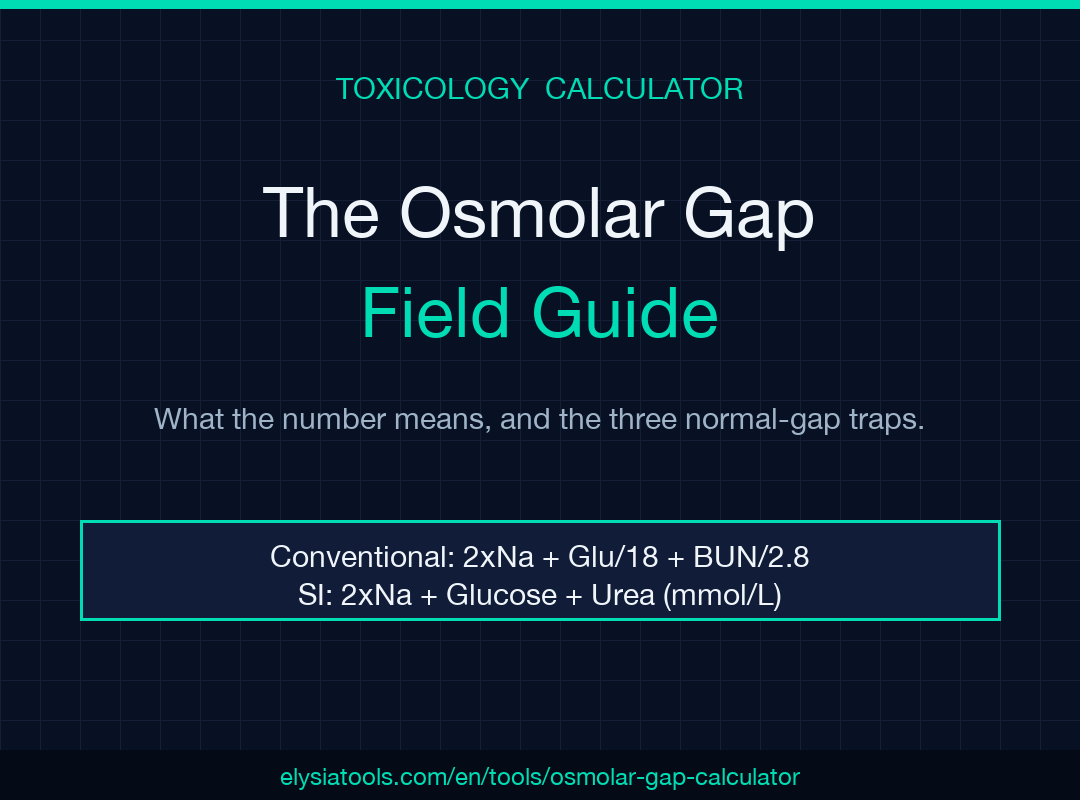 The Osmolar Gap Field Guide — osmolar gap calculator for conventional and SI units.