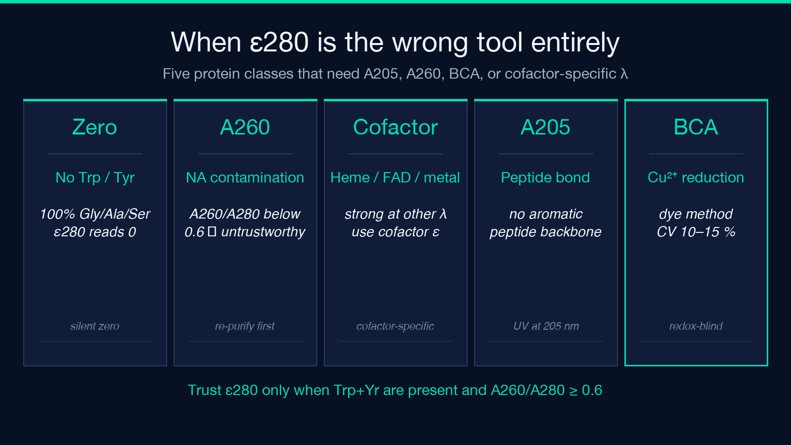 Highlight card 3 for protein extinction coefficient guide