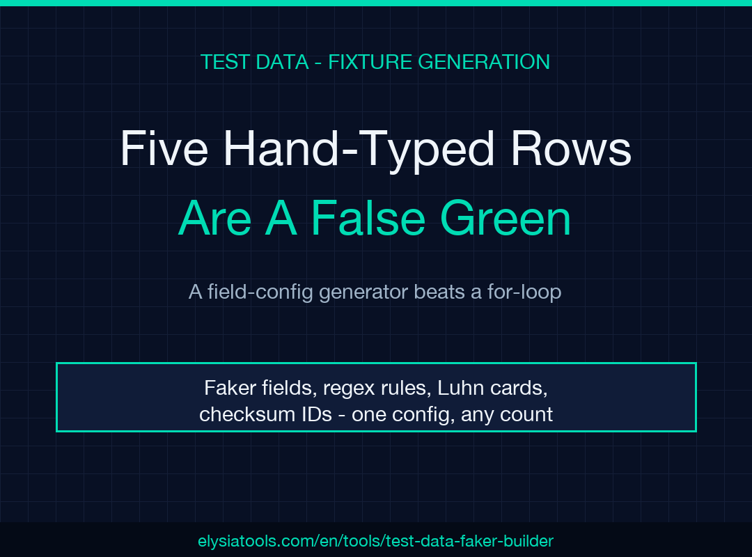 Test Data Faker Builder field guide poster