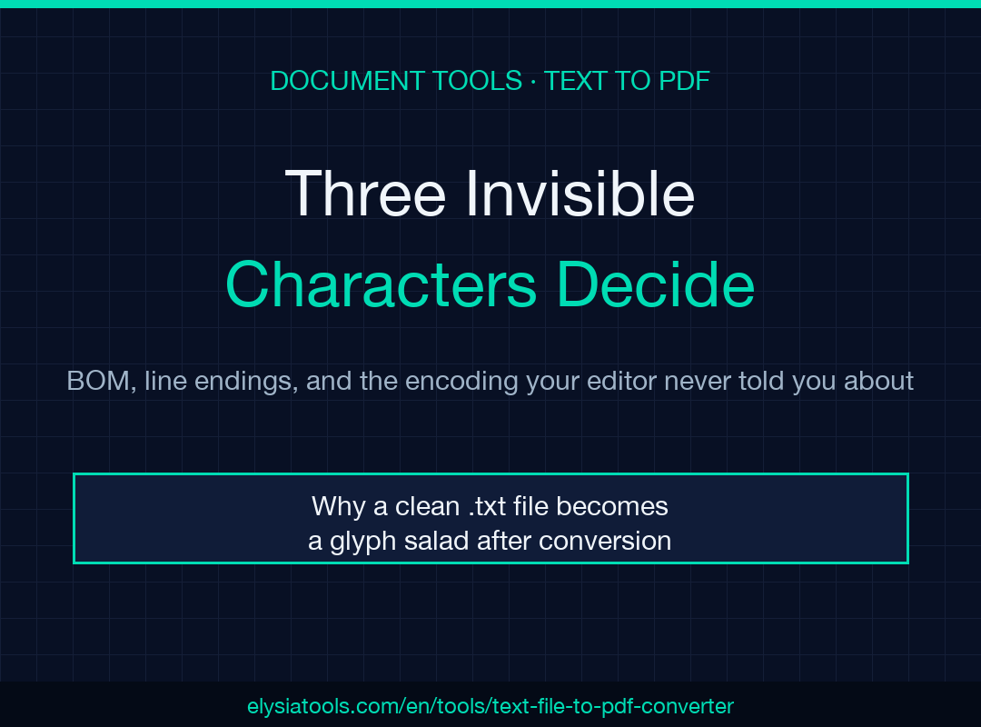 Three invisible characters that decide whether your plain text file lands as a clean PDF or as a glyph salad