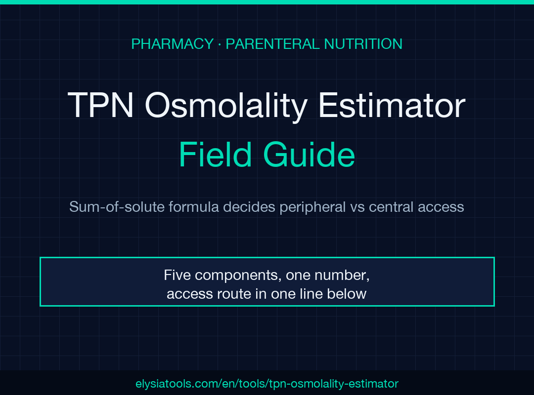TPN Osmolality Estimator — sum-of-solute formula decides peripheral vs central access