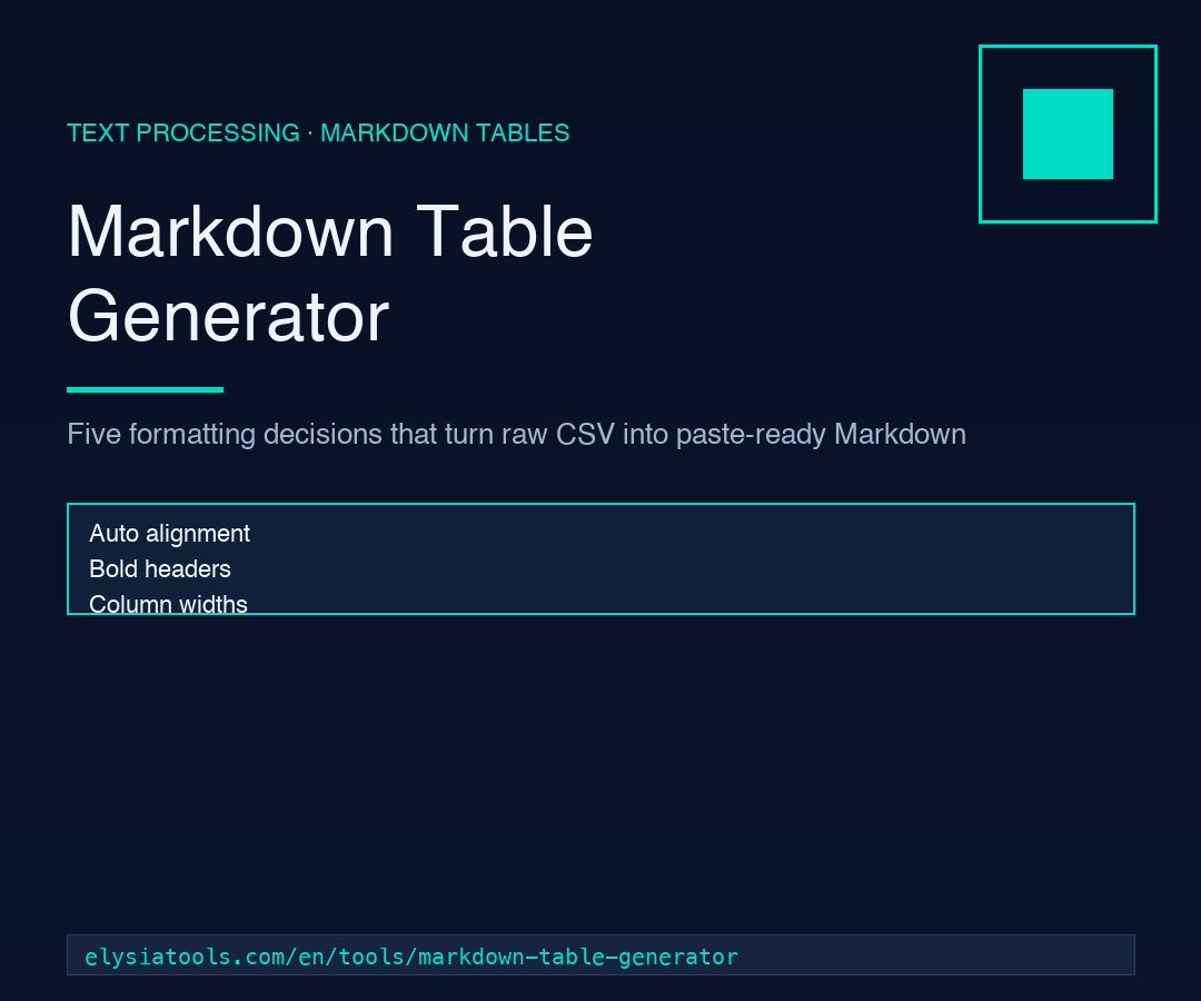 Markdown Table Generator cover
