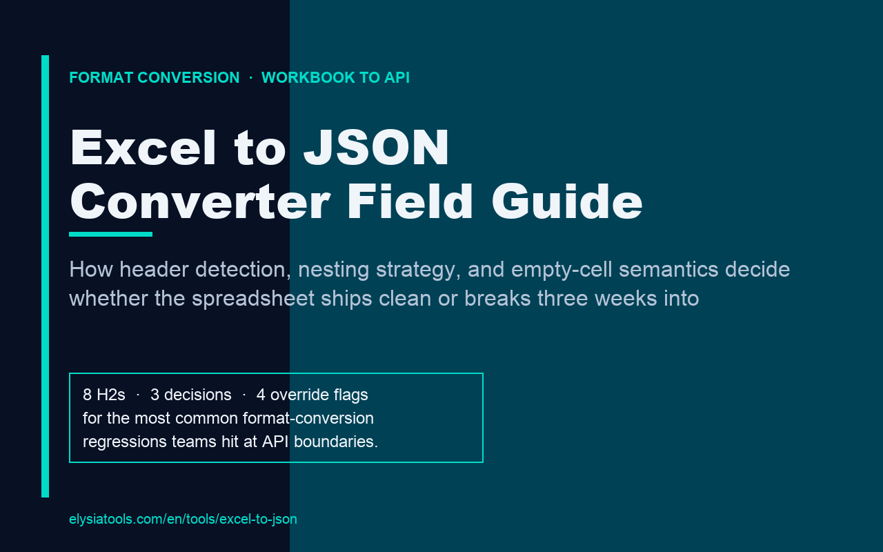 Excel to JSON Converter field guide cover