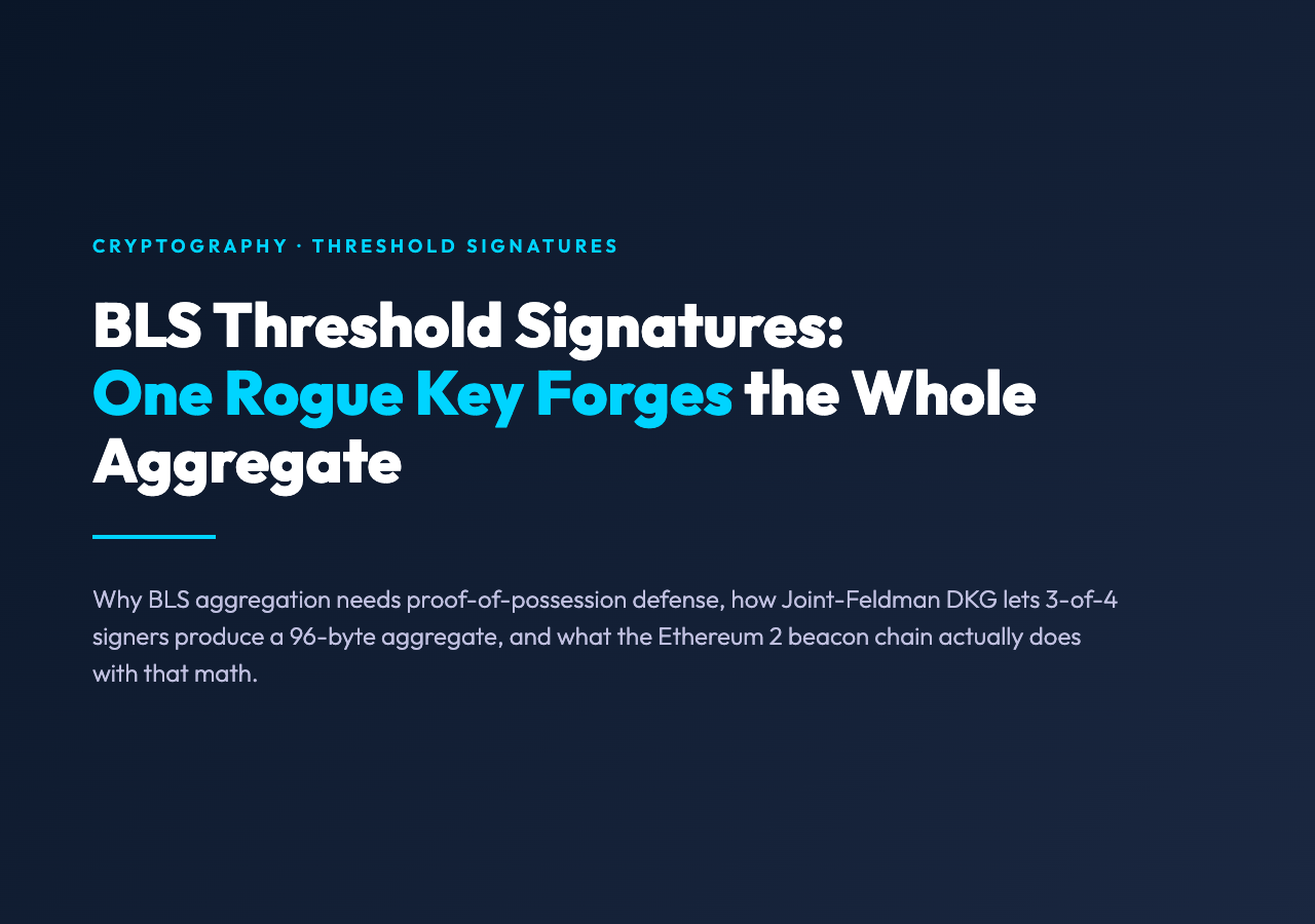 BLS threshold signature aggregation and DKG simulator cover poster