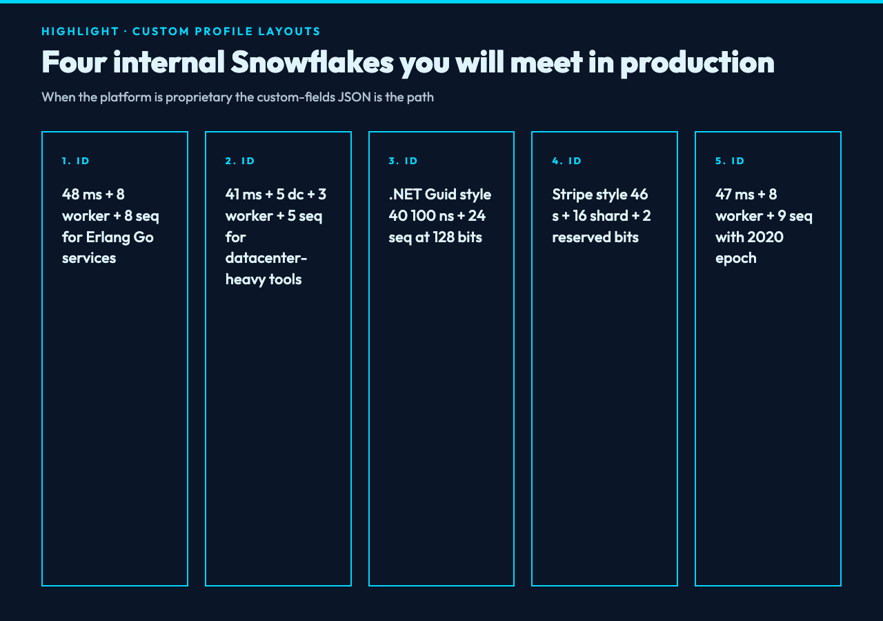 Custom profile layout card showing four internal Snowflake schemes.